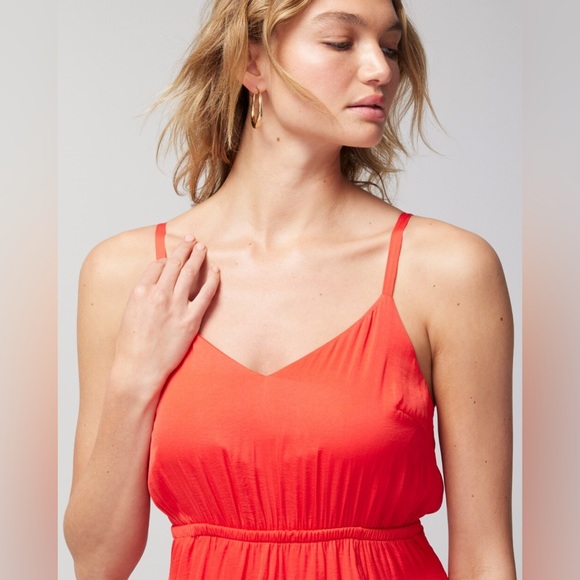 Crinkle Satin Dress in Poppy Red Size XL - Picture 2 of 15